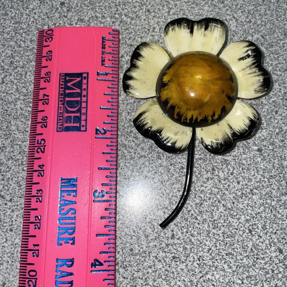 Original by Robert Metal Enamel Flower Brooch Signed